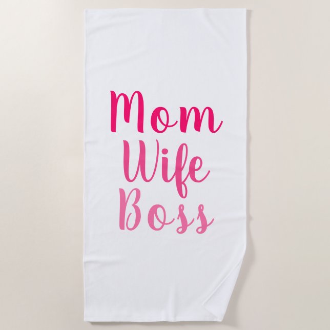 Mum wife boss gradient pink custom script cute beach towel (Front)