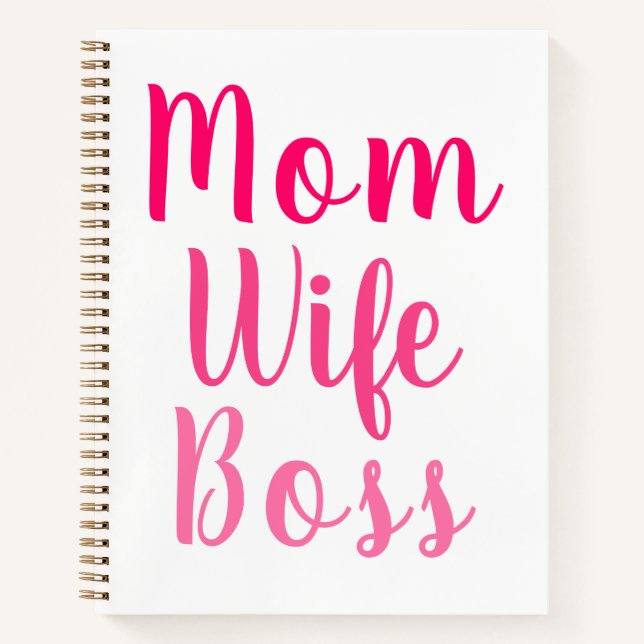 Mum wife boss gradient pink custom script recipe notebook (Front)