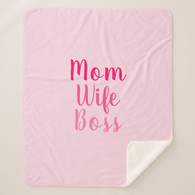 Mum wife boss gradient pink custom script stylish sherpa blanket (Front)