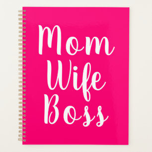 Mum wife boss hot pink custom script stylish planner