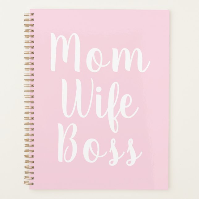 Mum wife boss light pink custom script stylish planner (Front)