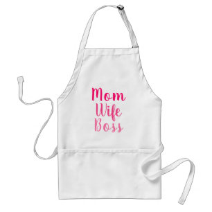 Mum wife boss pink custom script cute modern standard apron