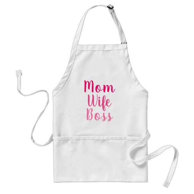 Mum wife boss pink custom script cute modern standard apron (Front)