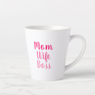 Mum wife boss pink white custom script stylish latte mug