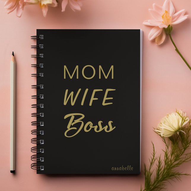Mum Wife Boss Quote l  Black & Gold Typography  Planner (Creator Uploaded)