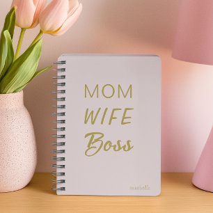Mum Wife Boss Quote l Blush Pink & Gold Script Planner