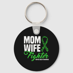Mum Wife Fighter Lime Green Ribbon Mental Health A Key Ring