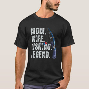 Mum Wife Fishing Legend Fisherwoman American Flag T-Shirt