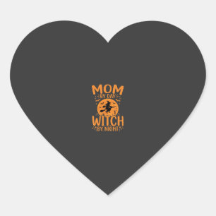 Mum Witch Halloween Design Heart Sticker