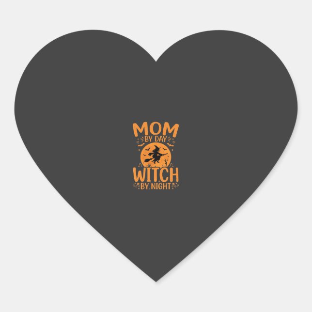 Mum Witch Halloween Design Heart Sticker (Front)
