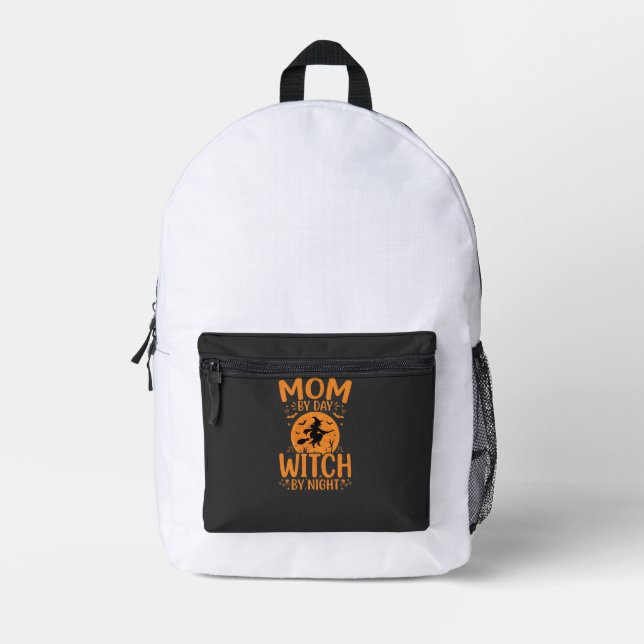 Mum Witch Halloween Design Printed Backpack (Front)