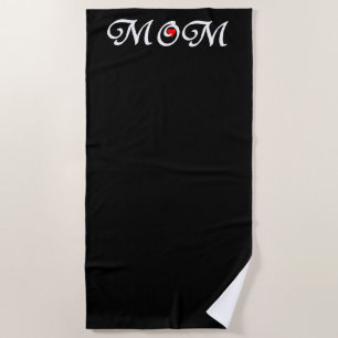 Mum with a Red Heart Beach Towel
