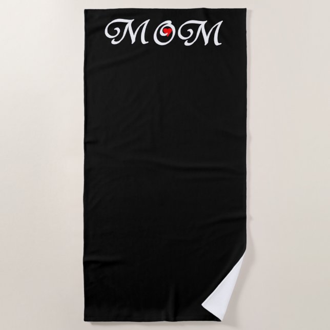 Mum with a Red Heart Beach Towel (Front)
