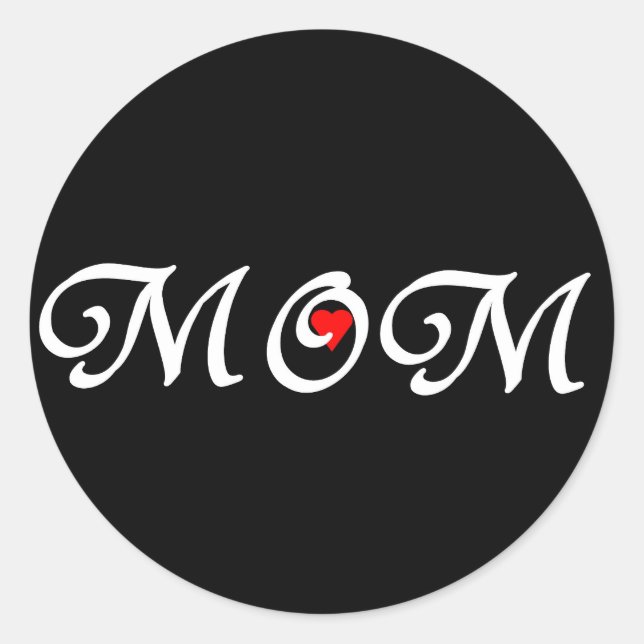 Mum with a red heart classic round sticker (Front)