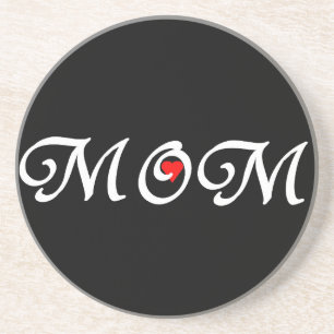 Mum with a red heart coaster