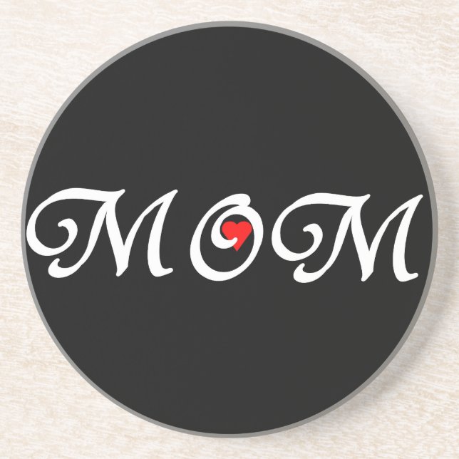 Mum with a red heart coaster (Front)