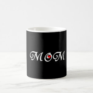 Mum with a red heart coffee mug