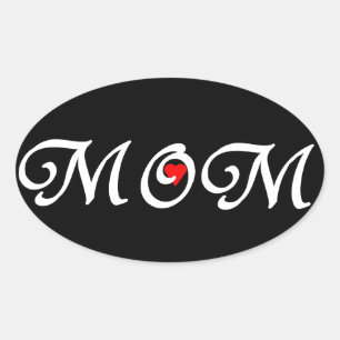 Mum with a red heart oval sticker