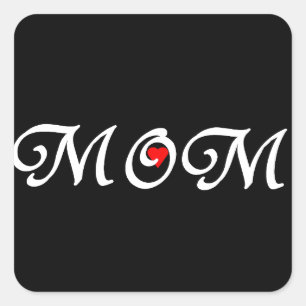 Mum with a red heart square sticker
