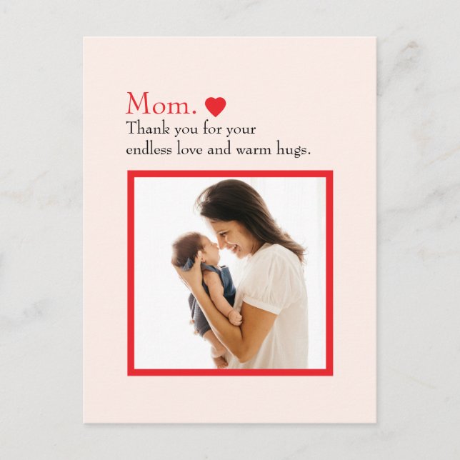  "Mum" with Heart & Custom Message -  Postcard (Front)