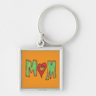 Mum With Heart Hand Drawn Art Yellow Key Ring