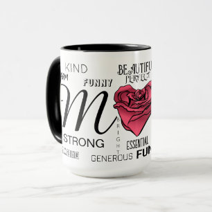Mum with Heart Rose and Typography Mug