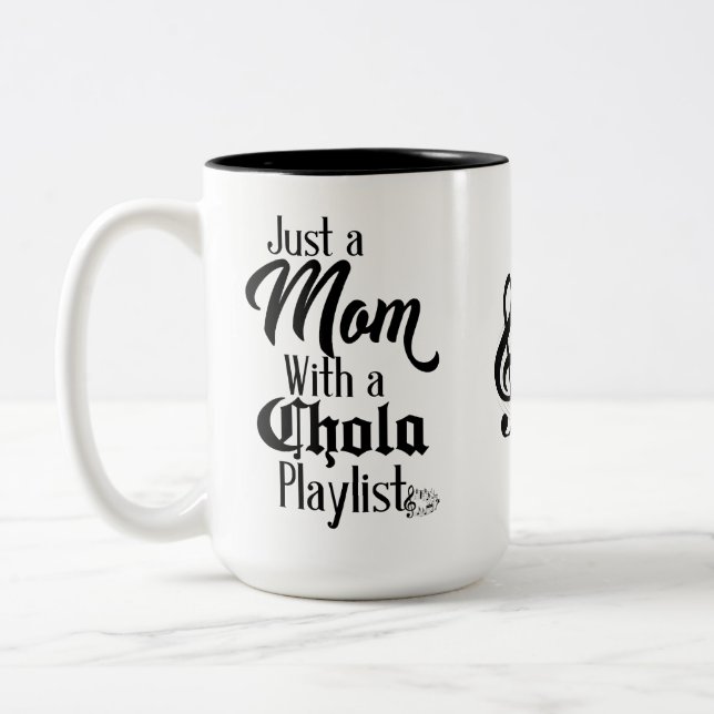 Mum with her chola playlist mug (Left)