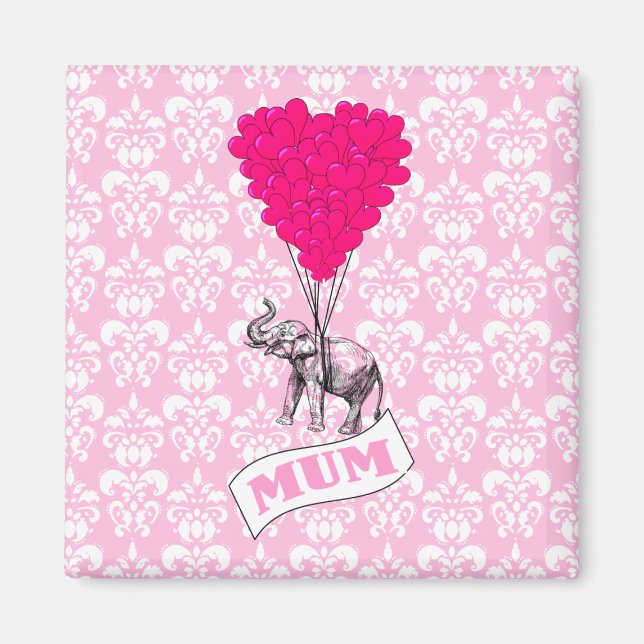 Mum with pink elephant magnet (Front)