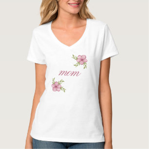 Mum with Pink Flowers Women's V-Neck T-Shirt