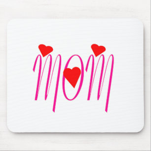 Mum with Red Hearts Mouse Pad