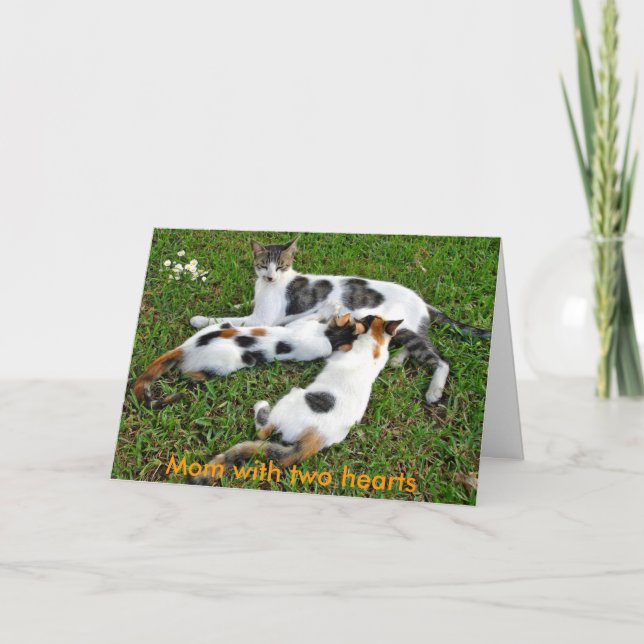 Mum with two hearts card (Front)