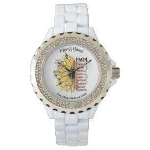 Mum Words Dahlia Flower Customisable Kid Names Watch
