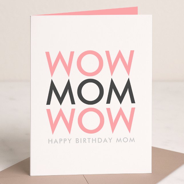 Mum Wow | Mother's Birthday Modern Pink Super Cute Card (Creator Uploaded)