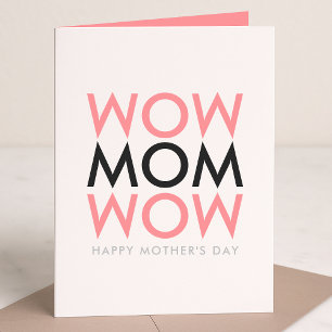 Mum Wow   Mother's Day Name Modern Pink Super Cute Card