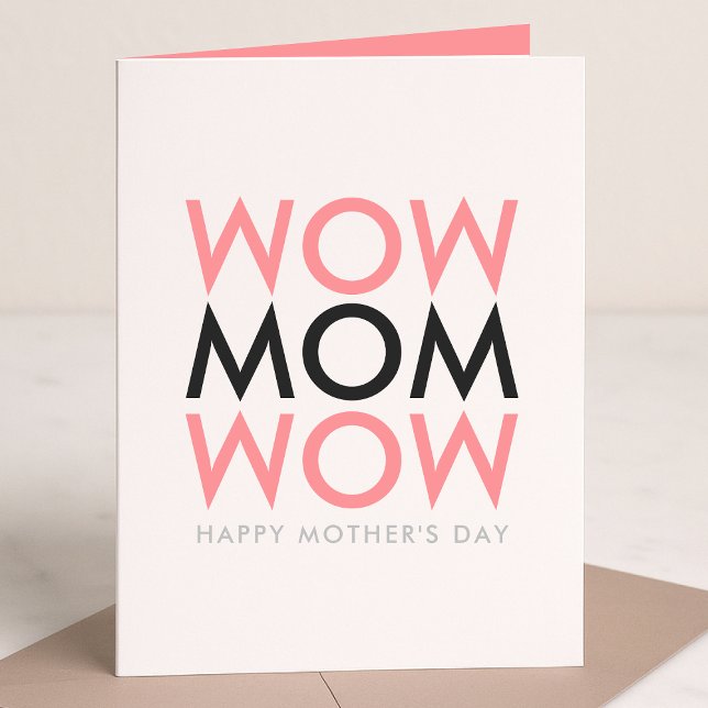 Mum Wow | Mother's Day Name Modern Pink Super Cute Card (Creator Uploaded)