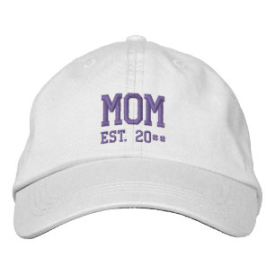 Mum Year Est. Purple Text Template Embroidered Hat