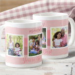 Mum You're the Best - 3 Photo Pink Brush Stroke Coffee Mug<br><div class="desc">Custom photo coffee mug for your momma. The template is set up for you to add 3 photos (square recommended) and you can also edit the sample text, if you wish. The sample text reads "momma", "you're the best". The striped design features painted brush strokes in 3 shades of pink....</div>