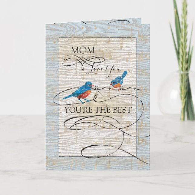 Mum You're the Best Musical Bluebirds Mother's Day Card (Front)