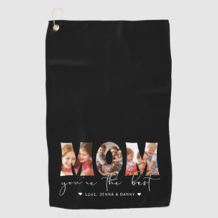 Mum You're the Best Quote Black Photo Collage Golf Towel