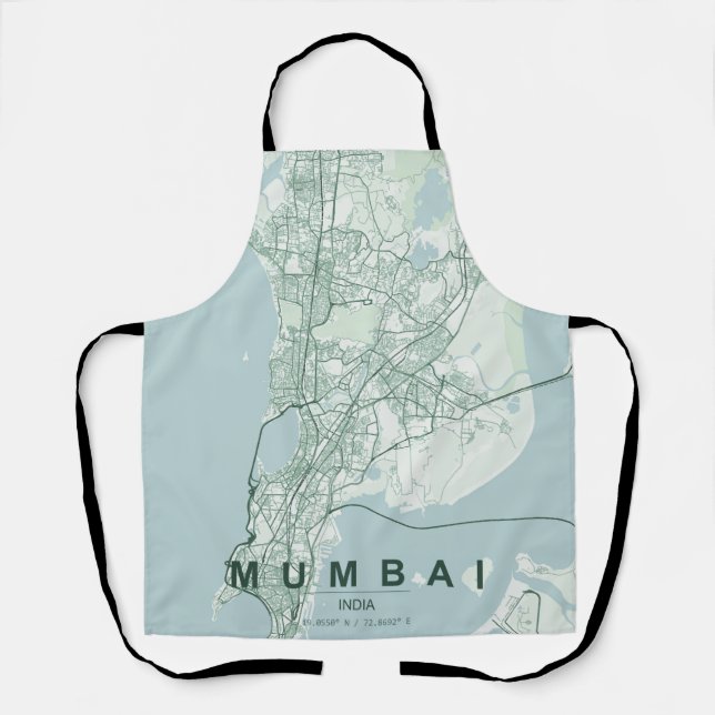 Mumbai India City Map Minimal Design Apron (Front)