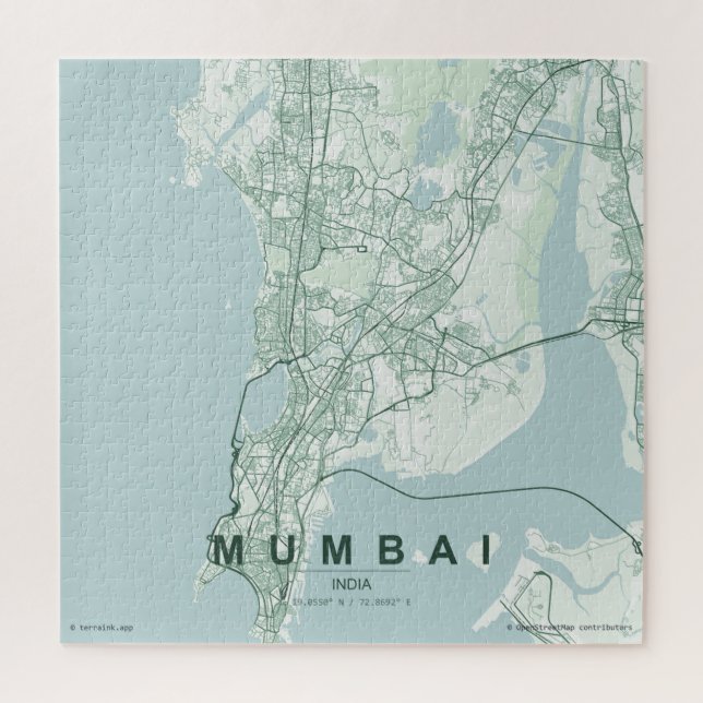 Mumbai India City Map Minimal Design Jigsaw Puzzle (Vertical)