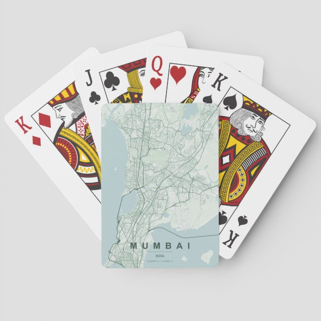 Mumbai India City Map Minimal Design Playing Cards (Back)