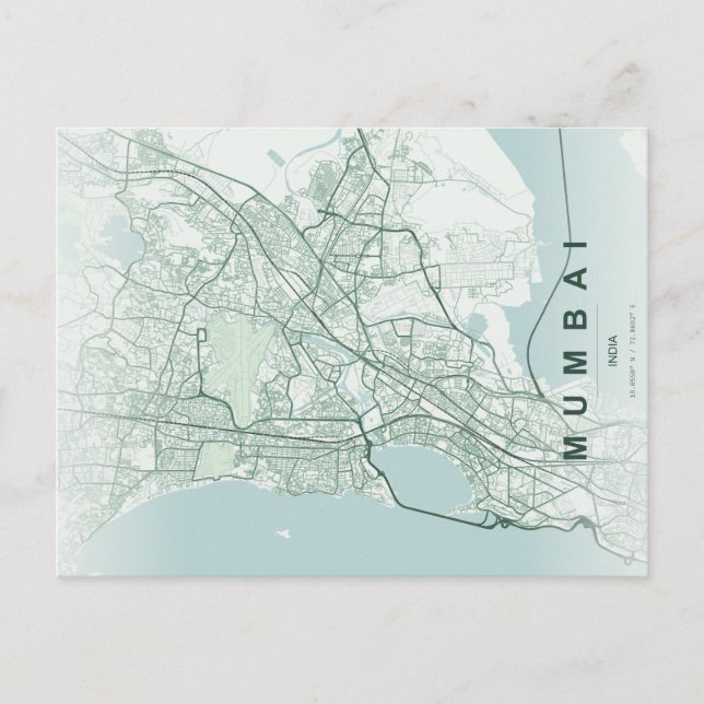 Mumbai India City Map Minimal Design Postcard (Front)
