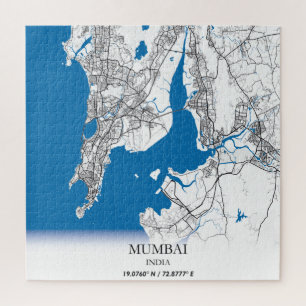 Mumbai India City Map Travel Simple Jigsaw Puzzle