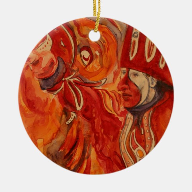Mummers Parade Design Ceramic Tree Decoration (Front)