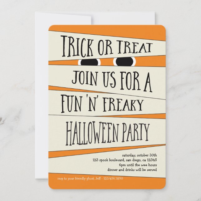 Mummified Halloween in Pumpkin Party Invitation (Front)
