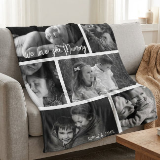 Mummy 6 Photo Collage Fleece Blanket