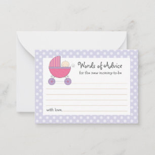 Mummy Advice Card Baby Shower Carriage Pink