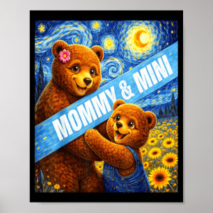 Mummy & mini cute bear matching mother’s day poster
