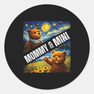 Mummy & mini cute bear matching mother's day classic round sticker